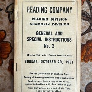 Vintage 1961 Reading Company Train Instructions